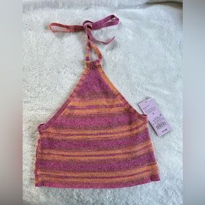 Cross halter colorful crop top